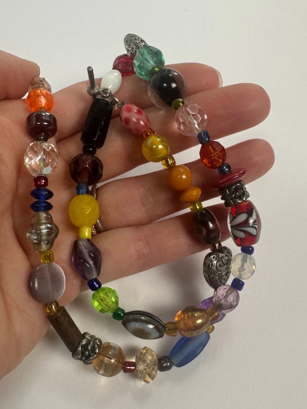 Handmade Colorful Beaded Necklace | Eclectic Artisan Glass Beads - Picture 5 of 9